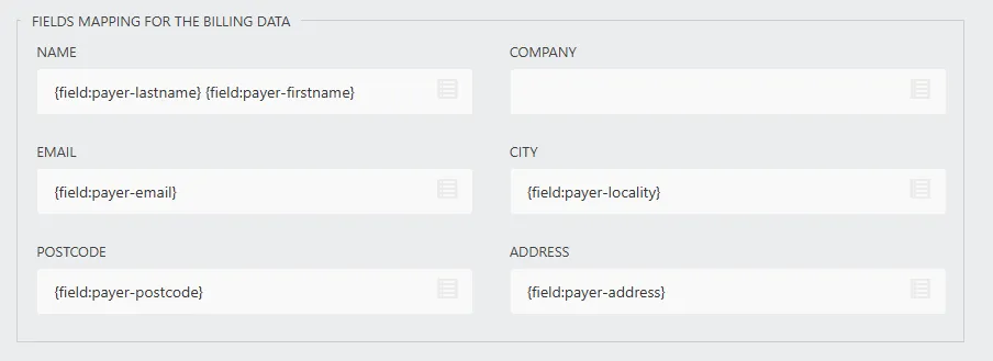 Űrlap specifikus beállítások - számlázási adatok