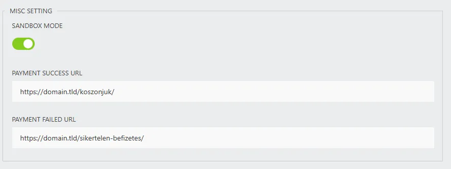 Űrlap specifikus beállítások - egyéb adatok
